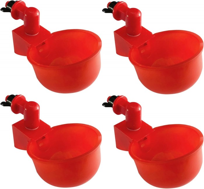 Set 4 adapatoare automate pentru pasari, Mmgoqqt, Plastic, 10.5 x 6.5 x 4 cm, Rosu