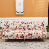 Husa universala pentru canapea, pat, model crem cu floricele rosii, 190 x 210 cm