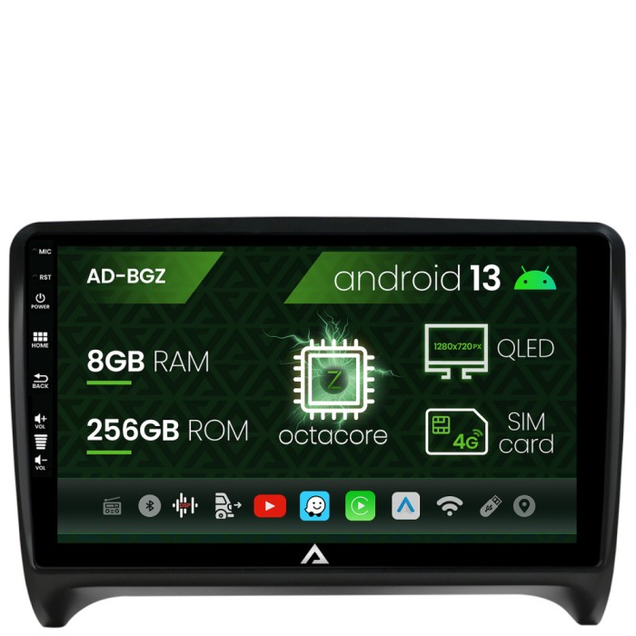 Navigatie Audi TT, Android 13, Z-Octacore 8GB RAM + 256GB ROM, 9 Inch - AD-BGZ9008+AD-BGRKIT426