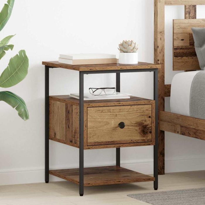 vidaXL Dulap de noapte Lemn vechi 40 x 42 x 56 cm Lemn compozit