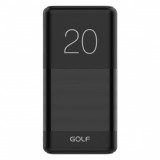 Golf Power Bank (booster) 20000mA NEGRU 2 iesiri USB 1x2,1A si 1x1A + microUSB + 4LED power tester G81