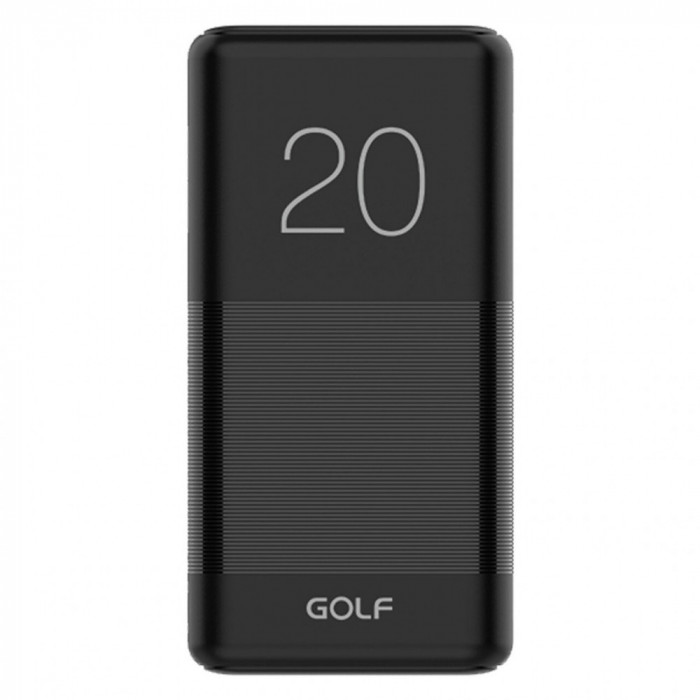 Golf Power Bank (booster) 20000mA NEGRU 2 iesiri USB 1x2,1A si 1x1A + microUSB + 4LED power tester G81