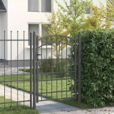 vidaXL Poartă de gard Gri 170 x 100 cm Oțel vopsit &icirc;n pulbere 42008975