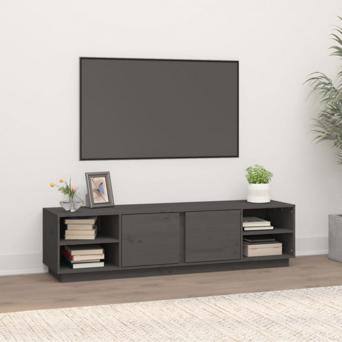 vidaXL Comodă TV, gri, 156x40x40 cm, lemn masiv de pin 814456