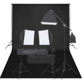 vidaXL Kit studio foto cu set de lumini și fundal 3094684