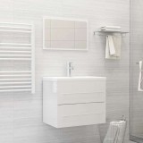 Set mobilier de baie, 2 piese, alb extralucios, lemn compozit