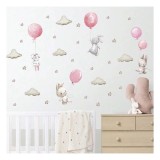 Cumpara ieftin Sticker Perete Autocolant Iepurasi cu Baloane 90x30cm - 13410