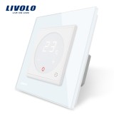 Termostat digital touch Livolo alb pentru sisteme de &icirc;ncalzire electrice