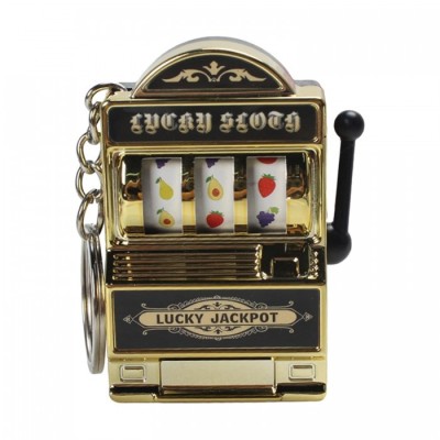Breloc Model Slot Machine, Mecanism Functional, 4x6 cm, Plastic, Auriu foto