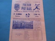 Program meci fotbal I.P. ALUMINIU SLATINA - SOIMII IPA SIBIU (06.11.1983) foto