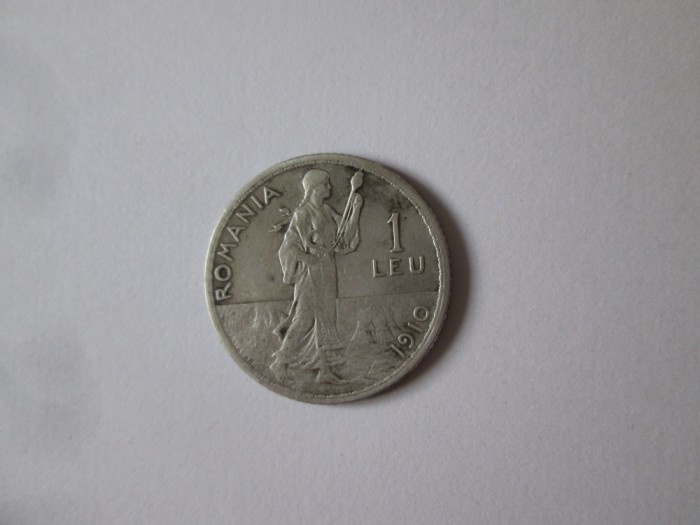 Romania 1 Leu 1910 argint in stare foarte buna