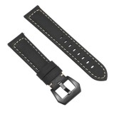 Curea piele naturala compatibila Pebble Time Steel, Telescoape QR, 22mm, Negru Mat, Very Dream
