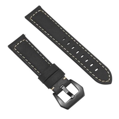 Curea piele naturala compatibila Fossil Q Grant, Telescoape QR, 22mm, Negru Mat foto