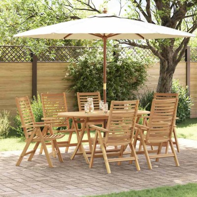 vidaXL Set de masă pentru grădină 7 pcs Maro Lemn masiv de tec 3356879 foto