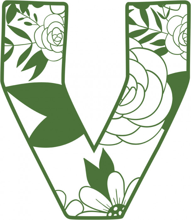 Sticker decorativ, Litera V, Verde, 70 cm, 7444ST-1