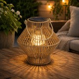 Lampion solar LED pentru exterior, 19 cm, lumina ambientala, maro