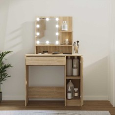 vidaXL Masă de toaletă cu LED, stejar sonoma, 86,5x35x136 cm 808813