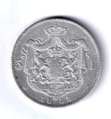 ROMANIA 5 LEI 1883 ARGINT STARE FOARTE BUNA foto