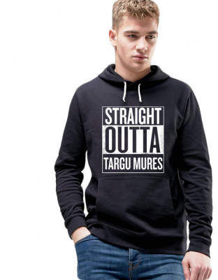 Hanorac Barbati Negru - Straight Outta Targu Mures - M foto