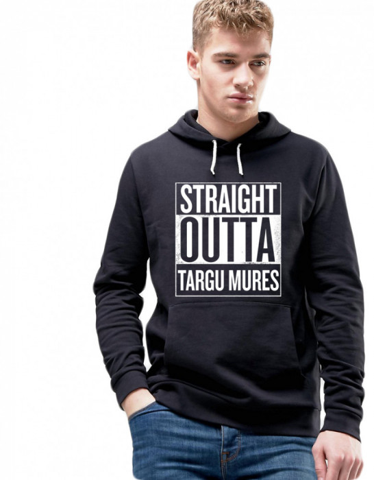 Hanorac Barbati Negru - Straight Outta Targu Mures - L