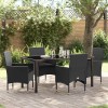 VidaXL Set de masă pentru grădină cu pernă 5 pcs Negru Rattan poli 3379775