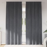 vidaXL Draperii opace cu bandă superioară, 2 buc., gri deschis, catifea