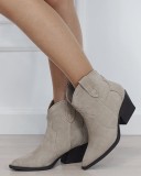 Botine bej din piele naturala cu toc comod 6338A 114