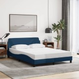 VidaXL Cadru de pat cu tăblie fără saltea, albastru, 120x200cm, textil