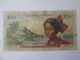 Rară! Antilele Franceze DOM-TOM(Franta de peste mari:Guadelupa+Martinica+Guyana) 10 Noveaux Francs 1964