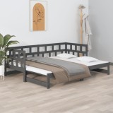 Cumpara ieftin Pat extensibil de zi, gri, 2x(80x200) cm, lemn masiv de pin