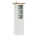 Cumpara ieftin Vitrina pal alb pin nordic maro stejar salbatic Royal 57x39x187 cm