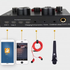 Mini mixer audio, multifunctional, bluetooth, V8 pentru live, podcast si