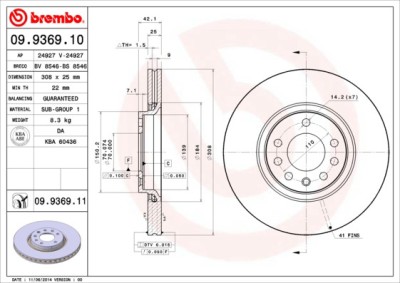 BREMBO 09.9369.11 PRIME LINE - UV Coated Disc frana foto
