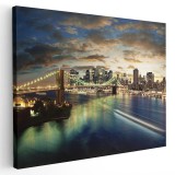 Tablou podul Brooklyn cladiri moderne New York Tablou canvas pe panza CU RAMA 30x40 cm