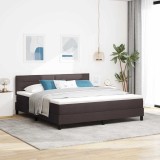 Cumpara ieftin Pat cu arcuri cu benzi LED Maro inchis 180 x 200 cm tesatura