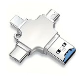 Card Reader 4 in 1, Active, compatibil IPhone, Ipad, Android, Mac, Windows, PC, Camera, Type-C, Lighting, Usb C, micro usb, usb 3.0, OTG, cititor exte