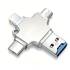 Card Reader 4 in 1, Active, compatibil IPhone, Ipad, Android, Mac, Windows, PC, Camera, Type-C, Lighting, Usb C, micro usb, usb 3.0, OTG, cititor exte