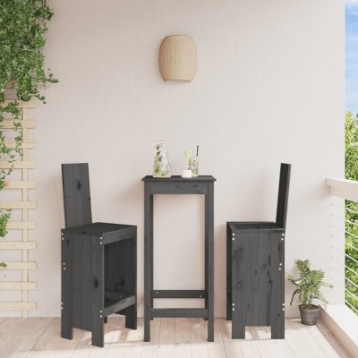 vidaXL Scaune de bar, 2 buc., gri, 40x42x120 cm, lemn masiv de pin 825354 foto