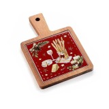 Platou Craciun lemn ceramica multicolora 12x18 cm