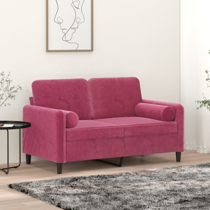 vidaXL Perne decorative, 2 buc., roșu vin, &Oslash;15x50 cm, catifea