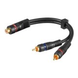 Cablu adaptor RCA mama la 2x RCA tata OFC dublu ecranat 0.2m Goobay
