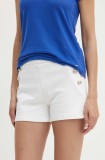 Morgan pantaloni scurti jeans SHIVAL1 femei, culoarea alb, neted, high waist, SHIVAL1