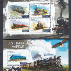 Guinea 2015 - LOCOMOTIVE cu ABURI - BL + KB - MNH