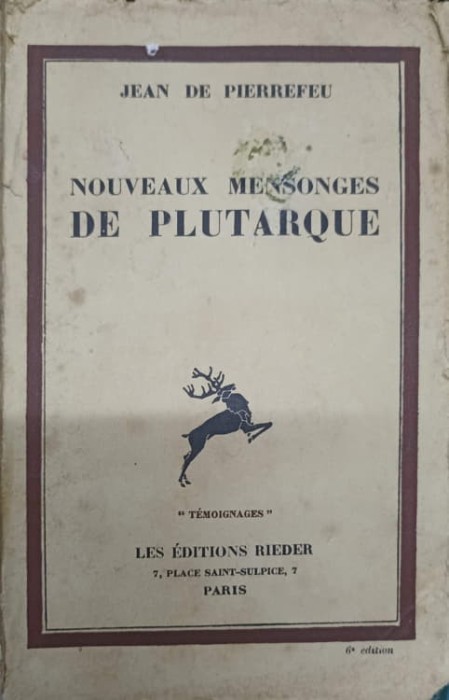 NOUVEAUX MENSONGES DE PLUTARQUE-JEAN DE PIERREFEU-238444