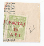 *Romania, LP III.5/1928, Marci de factaj pe fragment 15, oblit., Stampilat