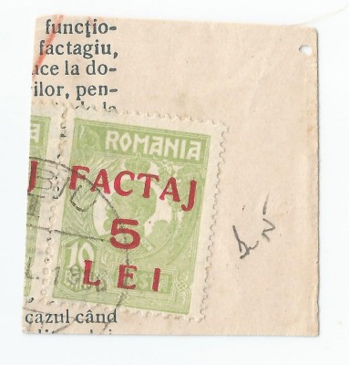 *Romania, LP III.5/1928, Marci de factaj pe fragment 15, oblit. foto