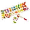 Puzzle Lemn Educativ Cifre, Adunare, Scadere, Fructe, Simboluri Matematice, Joc Montessori, Sortator Numere, 45cm, Malatec