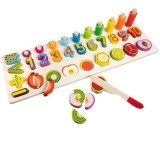 Joc Puzzle din Lemn cu Cifre, Adunare, Scadere, Mai mic, Mai mare si Fructe, Malatec