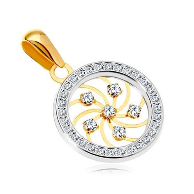 Pandantiv din aur 585 &amp;ndash; o spirală strălucitoare și zirconii transparente &amp;icirc;ntr-un suport din aur alb foto