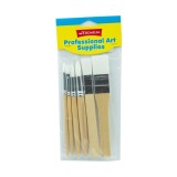 Set 6 pensule cu varfuri diferite, maner din lemn, par alb